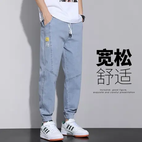 夏季薄款潮牌日系工装牛仔裤男士束脚休闲九分哈伦裤男裤子春秋款商品大图