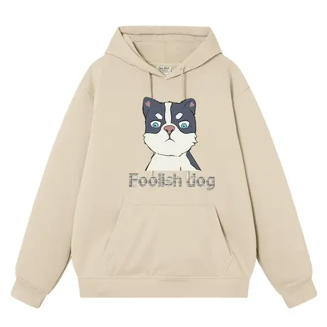 秀洛傻狗二哈雪橇犬衣服情侣装卡通狗狗哈士奇秋冬加绒连帽卫衣男商品大图