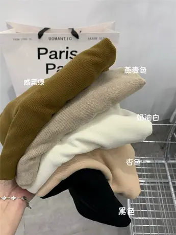 气质圆领内搭长袖打底衫女2023秋冬弹力百搭宽松显瘦小立领t恤女商品大图