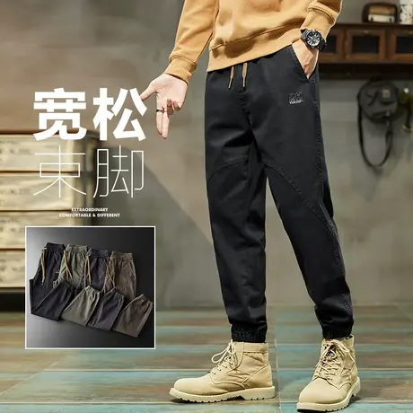秋冬季日系港风工装休闲裤男士冬裤男款外穿2023新款腿粗裤子男裤商品大图