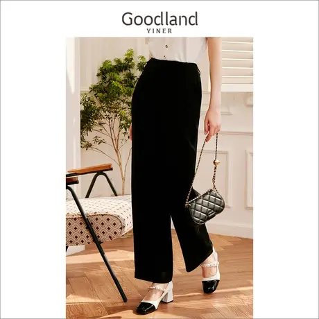 【醋酸系列】Goodland美地女装2023夏季直筒休闲裤百搭长裤商品大图