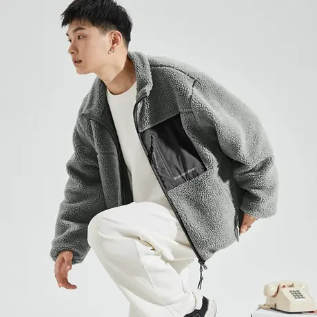 唐狮仿羊羔绒外套男2023冬季新款休闲厚实保暖男士厚外套冬天1.9商品大图