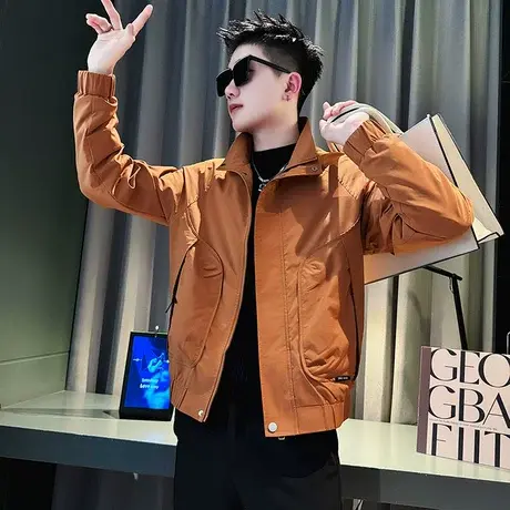 工装夹克男春季新款痞帅休闲立领褂子潮牌个性小众高级感男装外套商品大图