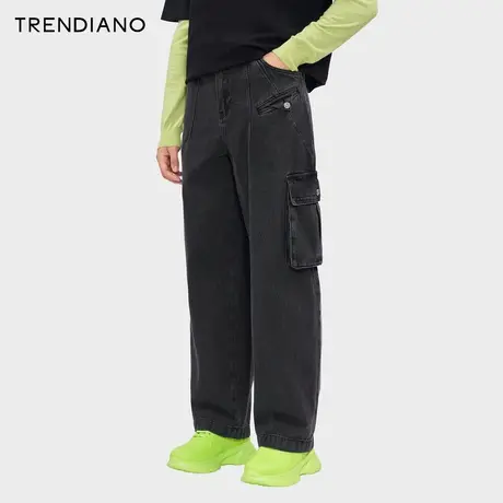 TRENDIANO立体口袋廓形工装裤2024年春季新款时尚百搭休闲裤男裤商品大图