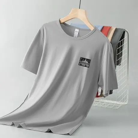 莫代尔冰丝t恤男士短袖夏季上衣服速干体恤凉感透气半袖潮流百搭图片