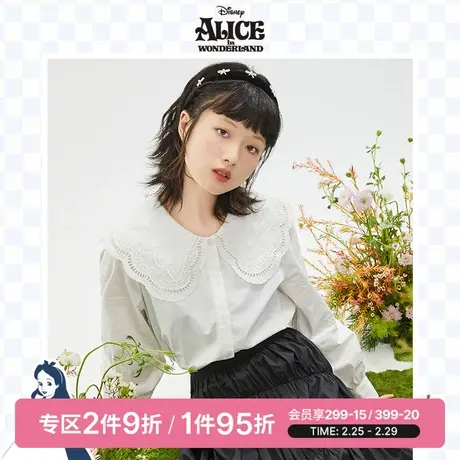 SPAO迪士尼爱丽丝联名衬衣春季蕾丝领纯棉减龄衬衫SPBWC23D01图片