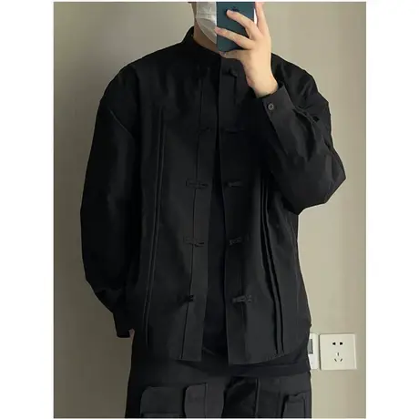 新中式男装中国风盘扣唐装衬衫男长袖秋季小众高级设计感痞帅衬衣图片