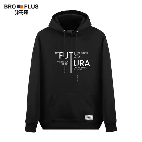 胖哥哥加绒厚款卫衣男特大码胖子潮牌连帽秋季款肥佬套头男士外套图片