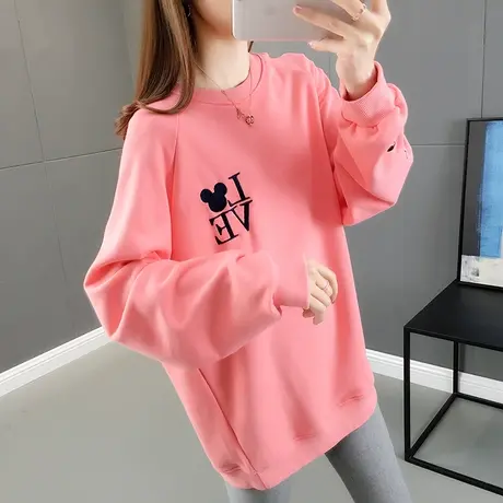 洋气减龄中长款卫衣女春秋爆款宽松韩版薄款圆领上衣2022新款春季图片