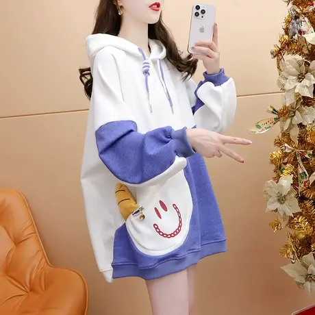 宽松设计感连帽卫衣女2023新款秋季时尚洋气减龄chic港风上衣外套商品大图