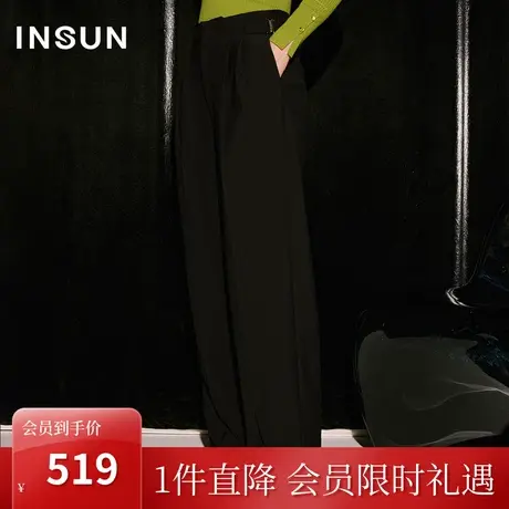 恩裳COVER2023秋季新款雅痞拖地裤高腰休闲垂顺利落微弹直筒裤女商品大图