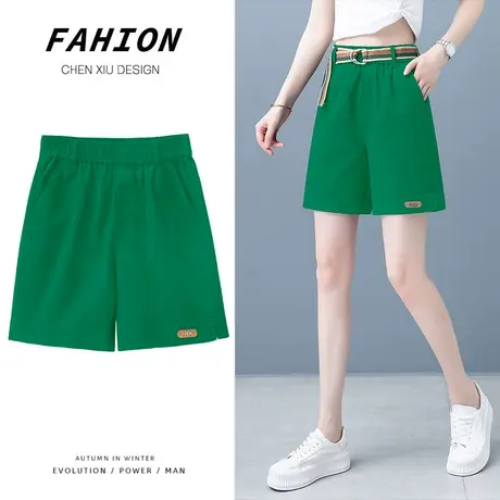 纯棉阔腿裤女时尚休闲百搭短裤2023秋季新款五分裤显瘦高腰裤子潮商品大图