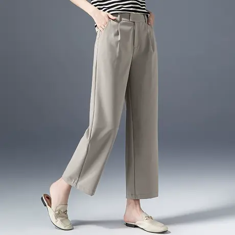 高腰窄版直筒裤女2023新款小个子裤子休闲女裤九分裤阔腿裤西装裤商品大图
