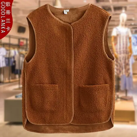 胖mm秋冬季新款外套大码女宽松显瘦外搭皮毛一体泰迪绒马甲200斤图片