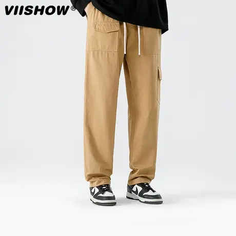 VIISHOW国潮宽松直筒工装裤男士秋季新款口袋复古休闲裤子男装潮商品大图
