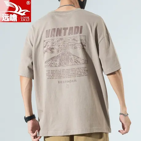 男士短袖t恤夏季薄款纯棉重磅体恤宽松圆领简约潮流百搭休闲上衣T商品大图