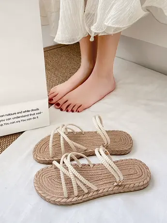 罗马凉鞋女仙女风平底外穿沙滩鞋海边2023年夏春新款网红百搭拖鞋商品大图