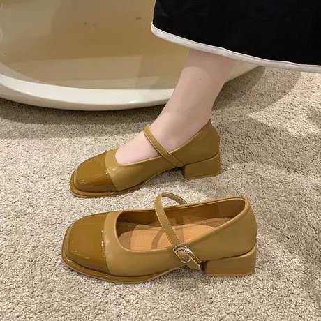 复古风玛丽珍小皮鞋女春秋2023春新款时尚方头小香风粗跟法式单鞋商品大图