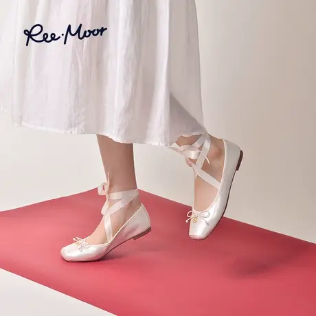 reemoor睿慕交叉绑带猪鼻芭蕾鞋女外穿平底鞋浅口软底单鞋瓢鞋女商品大图