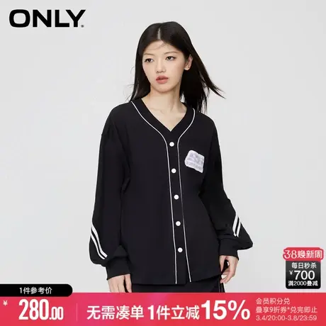 ONLY冬季时尚休闲V领长袖开衫棒球服卫衣女|12339R003商品大图