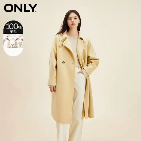 ONLY2023冬季新款气质百搭翻领绵羊毛中长款毛呢大衣女|12334S004图片