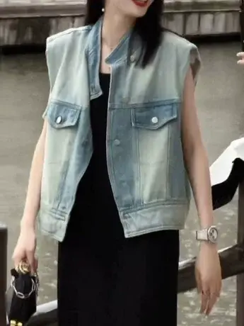 小个子牛仔马甲外套女夏季2023新款今年流行外穿无袖马夹背心上衣商品大图