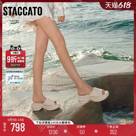 思加图2025夏季新款雪芙蕾休闲拖鞋厚底增高外穿凉拖鞋女EE503BT5商品大图