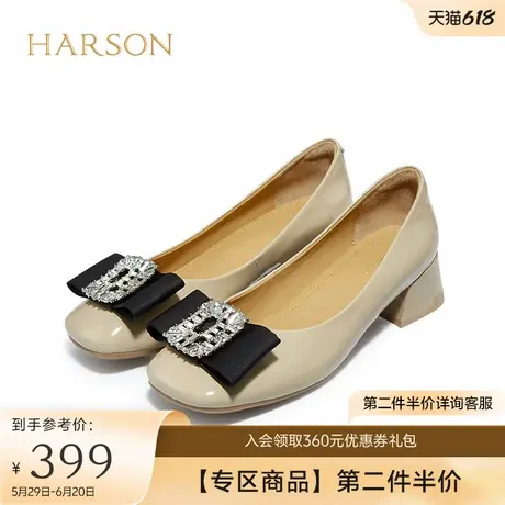 哈森浅口气质晚鞋春季新款百搭时尚水钻女单鞋HL224406图片