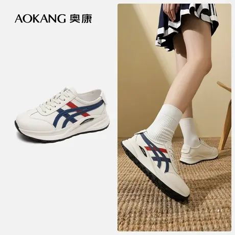 【门店发货】奥康女鞋 春新款复古拼色时尚阿甘鞋休闲鞋商品大图