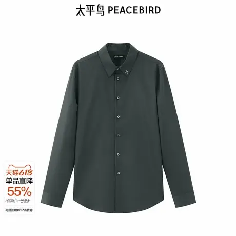 【商场同款】太平鸟男装 休闲衬衫24秋新款领口刺绣衬衣B1CAE3X图片
