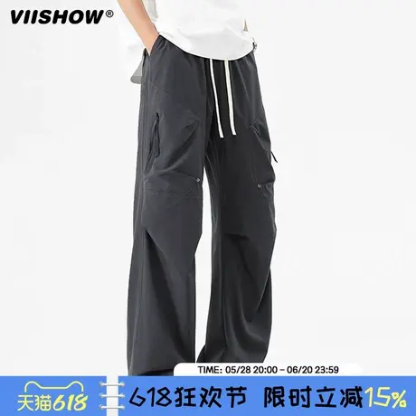 VIISHOW2025年春季男裤子长裤冲锋裤复古街头潮牌休闲裤直筒裤潮商品大图