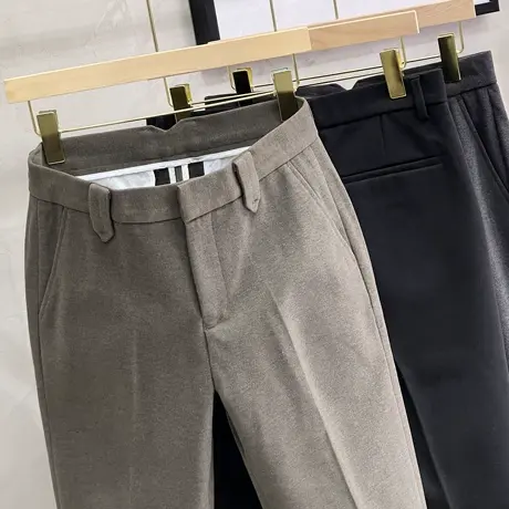 男士高端休闲裤秋冬款毛呢裤子男韩版潮流商务九分西裤男直筒修身商品大图