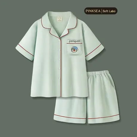 睡衣女款夏可爱企鹅冰丝短袖短裤女士家居服夏季新款高级感女套装商品大图