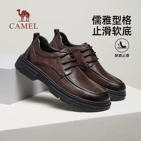 骆驼2025夏季新款舒适软底耐磨系带经典商务休闲爸爸中年皮鞋男商品大图