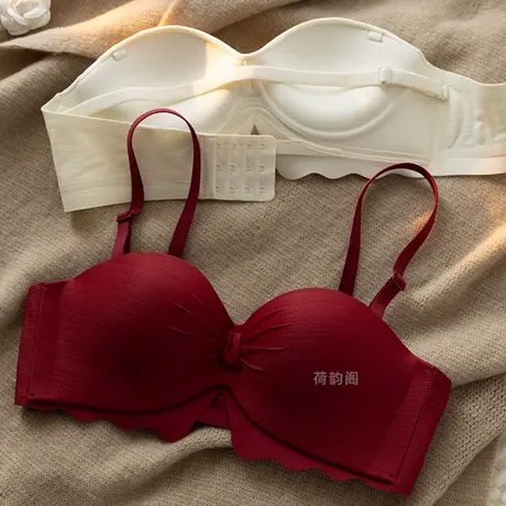 红色本命年内衣套装小胸聚拢少女半杯胸罩无钢圈收副乳防下垂文胸商品大图