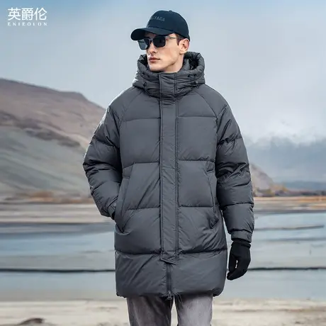 英爵伦极寒中长款羽绒服男冬季户外热反射锁温保暖加厚白鸭绒外套商品大图