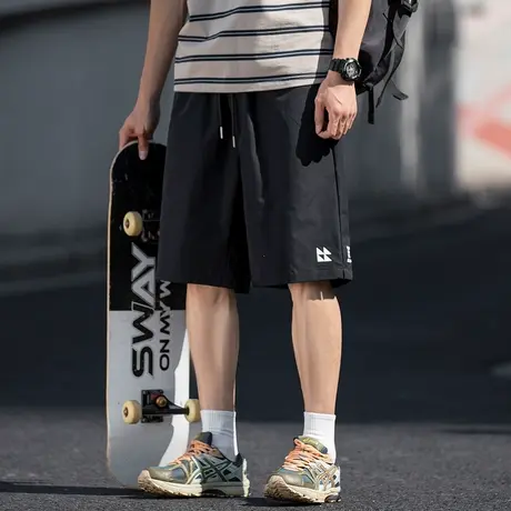 唐狮夏季新款休闲短裤男直筒显瘦宽松百搭时尚五分工装裤商品大图