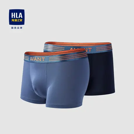 HLA/海澜之家撞色线条针织平脚短裤柔软弹力两条装内裤图片