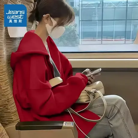 KMV真维斯蓝色外套2025新款今年流行春秋季显瘦宽松外搭开衫上衣商品大图