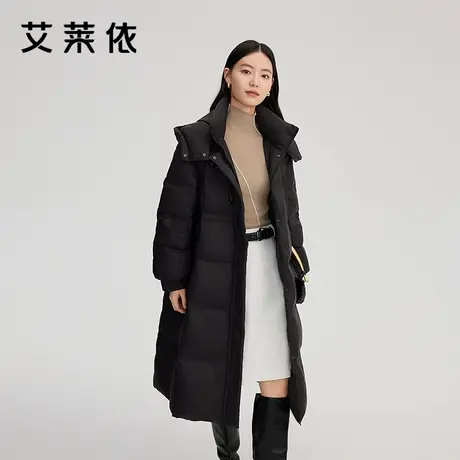 艾莱依长款羽绒服女新款可脱卸连帽大衣休闲保暖通勤收腰休闲外套图片