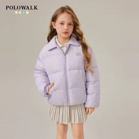【90白鸭绒】POLOWALK童装女童羽绒服2025秋冬新品翻领印花外套商品大图