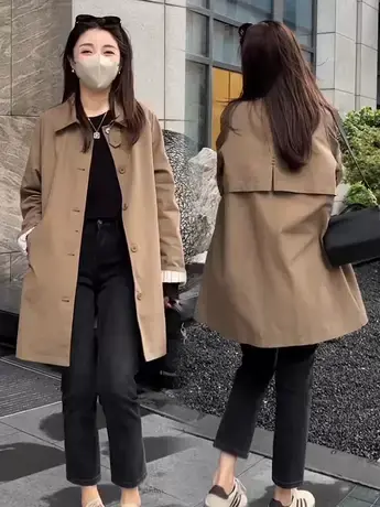 风衣女中长款2023秋季款小个子休闲高端气质女士大衣外套初秋上衣商品大图