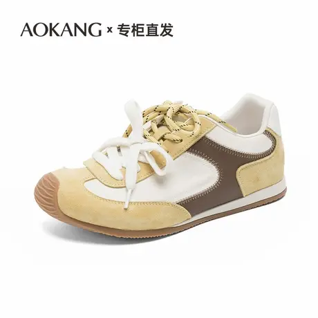 奥康休闲鞋女商场同款双鞋带百搭运动德训鞋女阿甘鞋2026春季新款图片