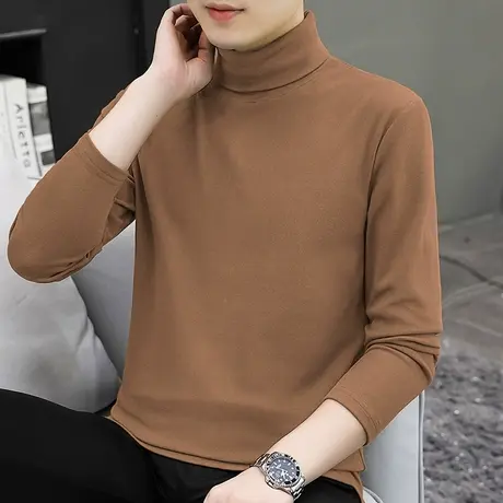 300g重磅德绒长袖t恤男秋冬季高领内搭打底衫双面绒保暖纯色秋衣图片