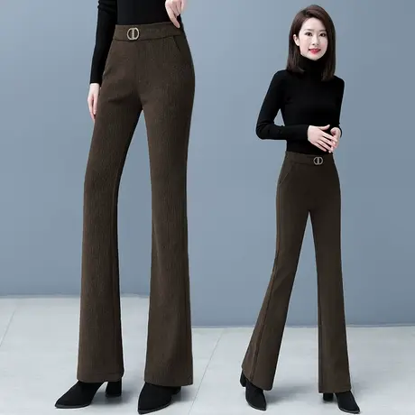 雪尼尔显瘦喇叭裤子2023秋冬新款爆款女士休闲裤子高腰提花微喇裤图片