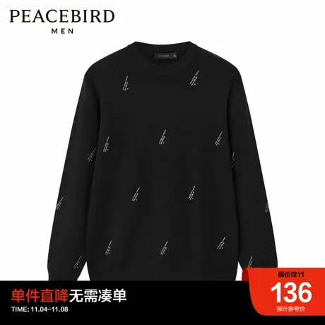 太平鸟男装奥莱 黑色毛衣冬季针织衫图片