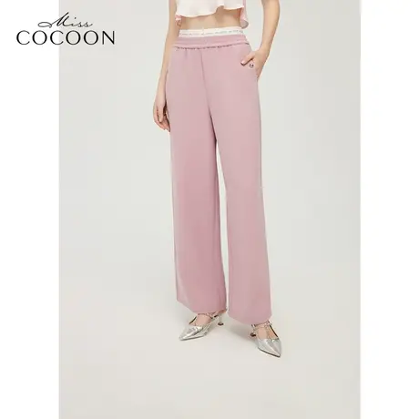 MISSCOCOON时尚阔腿裤24春新款女高腰拼接设计休闲裤商品大图