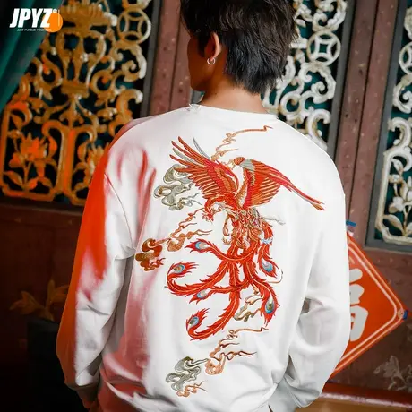 卫衣男2023圆领秋冬季新款潮牌套头长袖刺绣纯棉青年宽松秋装潮流商品大图