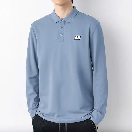 2024秋季新款珠地棉polo衫男士长袖翻领t恤保罗带领打底衫秋衣服商品大图