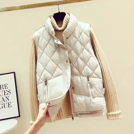 羽绒棉马甲女短款2023秋冬季新款韩版棉背心坎肩百搭学生马夹外套商品大图